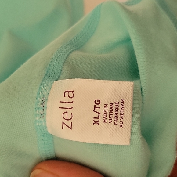 NWT Zella Flex Fit Ruched Workout Blue szXL short sleeve cotton spandex v neck - Picture 6 of 16